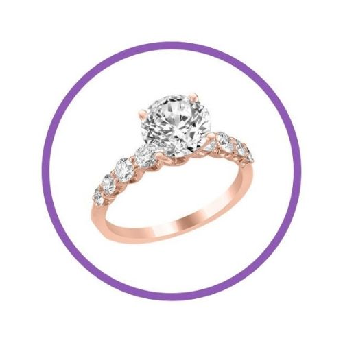 Side Accent Diamonds Rose Gold Ring 