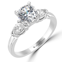 Platinum Ring with Pear Cut Stones - Shirley Style