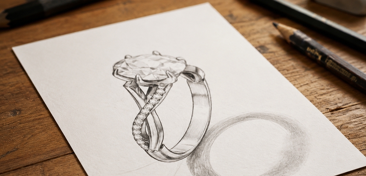 Custom Engagement Ring Design and Draw an Engagement Ring
