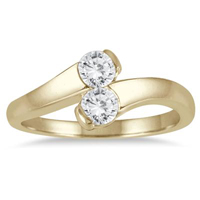 Two Stone Yellow Gold Ring 